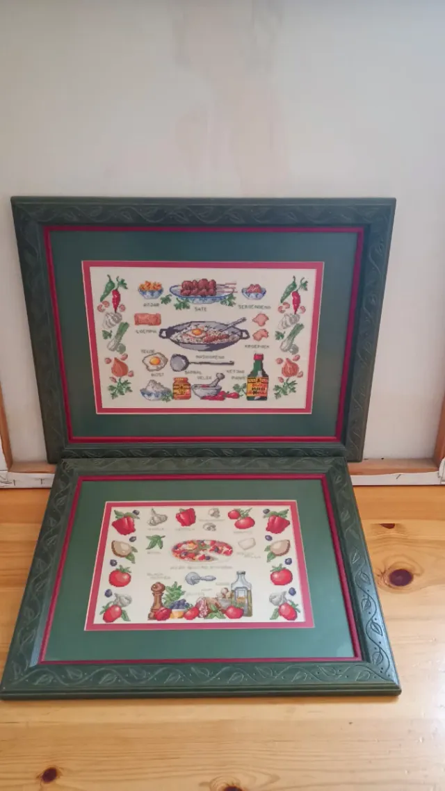 Lote 2 Cuadros Punto Cruz Cocina 