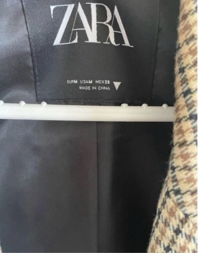 Blazer Zara Pata de Gallo Beige/Marrón