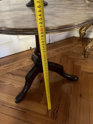 Mesa auxiliar redonda mármol y madera
