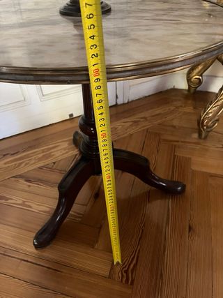 Mesa auxiliar redonda mármol y madera
