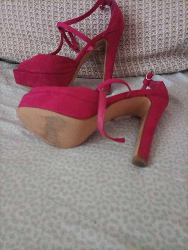 Sandalias tacón Marypaz fucsia talla 37, un uso