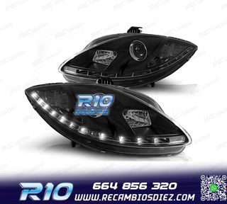 FAROS SEAT LEON ALTEA TOLEDO 04-09 LUZ DIURNA LED FONDO NEGR