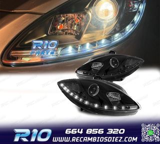 FAROS SEAT LEON ALTEA TOLEDO 04-09 LUZ DIURNA LED FONDO NEGR