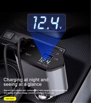 Cargador Coche 4 en 1 120W Retráctil