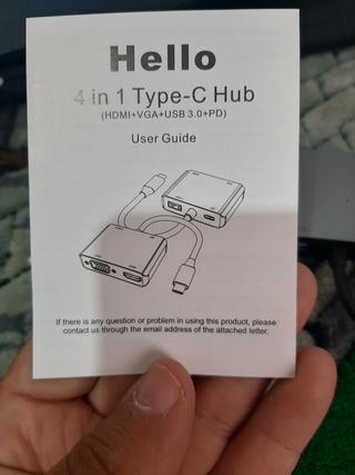 Hub USB-C 4 Puertos (HDMI, VGA, USB, PD)