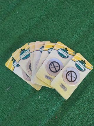 Lote 7 Placas Inox Prohibido Fumar 70mm