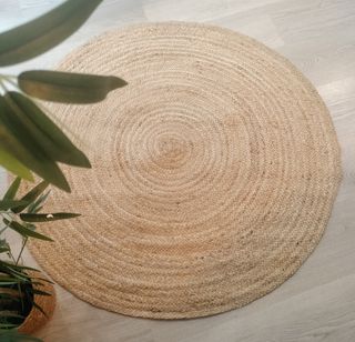 Alfombra Redonda Yute Natural Estilo Nórdico 