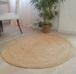 Alfombra Redonda Yute Natural Estilo Nórdico 