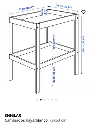 Cambiador Bebé SNIGLAR IKEA Haya/Blanco