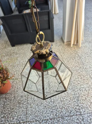 Lámpara de techo colgante de cristal y metal