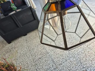 Lámpara de techo colgante de cristal y metal
