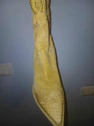 Stivali texani donna beige e oro