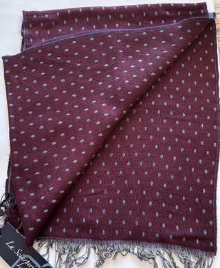 Sciarpa La Sciarperia bordeaux e pois grigio