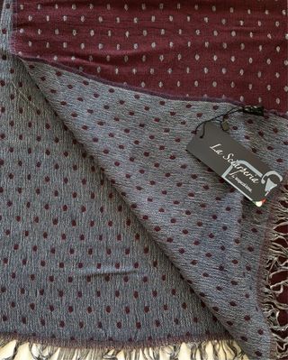 Sciarpa La Sciarperia bordeaux e pois grigio