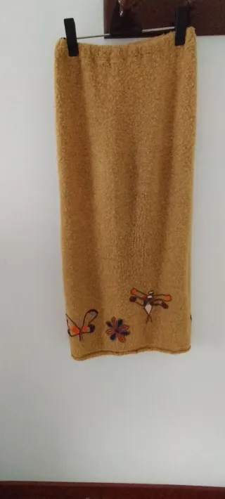 Original Falda larga de punto, amarillo mostaza