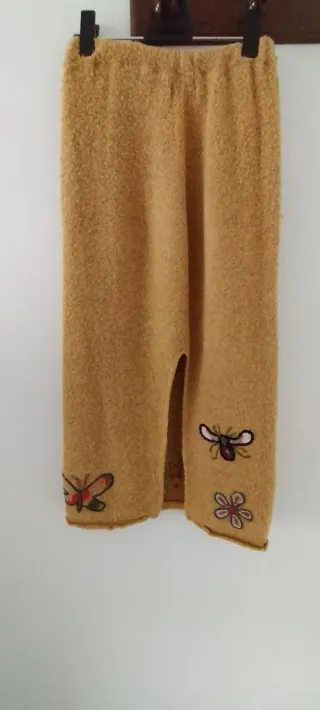 Original Falda larga de punto, amarillo mostaza