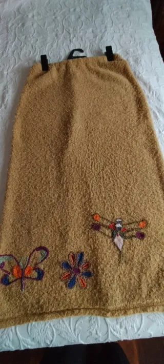 Original Falda larga de punto, amarillo mostaza