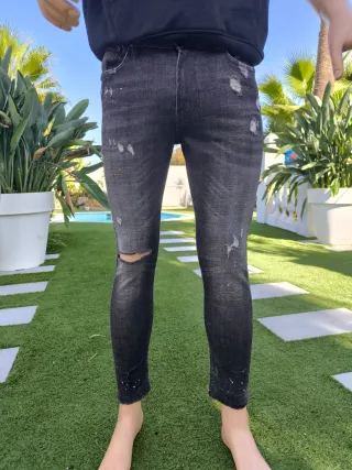 Pantalones Zara Hombre Negros/Grises