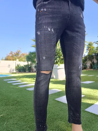Pantalones Zara Hombre Negros/Grises