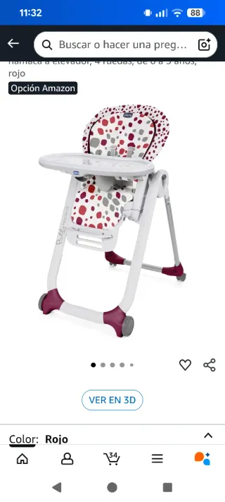 Trona Chicco Polly Progress 5 Rojo