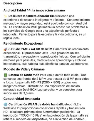 Tablet Android Nueva