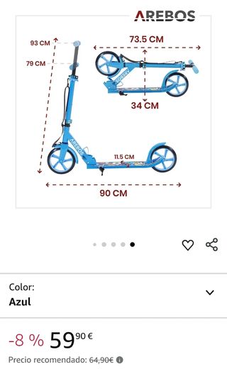 Arebos City Scooter Patinete infantil Azul