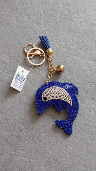 Portachiavi delfino blu con strass