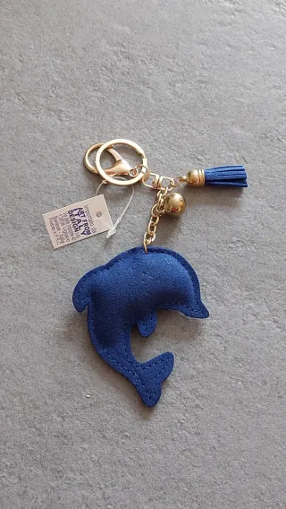Portachiavi delfino blu con strass