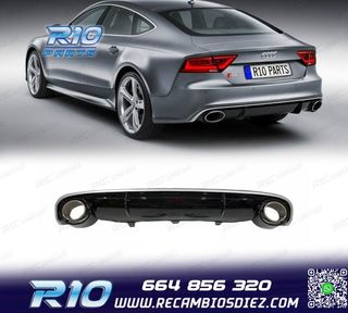 DIFUSOR AUDI A7 12-15 LOOK RS7 + COLAS ESCAPE NEGRO BRILL