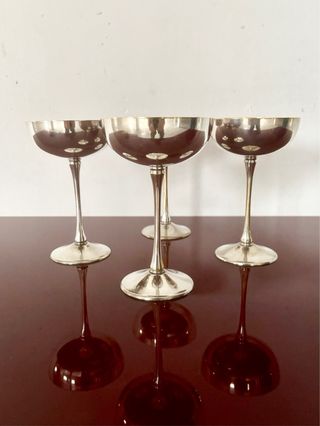 Set 4 Calici Silver Plated Vintage Anni '70 Italia