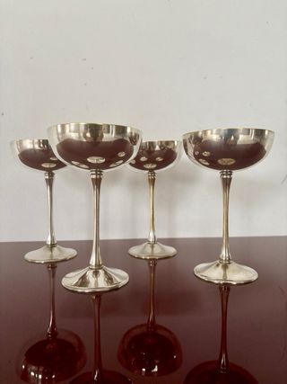 Set 4 Calici Silver Plated Vintage Anni '70 Italia