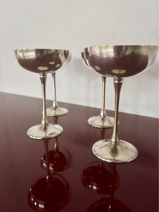 Set 4 Calici Silver Plated Vintage Anni '70 Italia