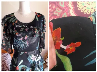 Vestido Desigual Estampado Floral manga 3/4.