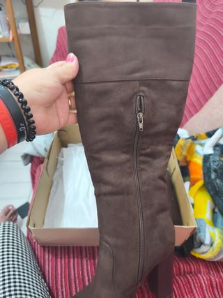 Botas de tacón mujer marrones y grises