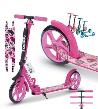 Patinete Arebos Rosa con Diseño de Corazones