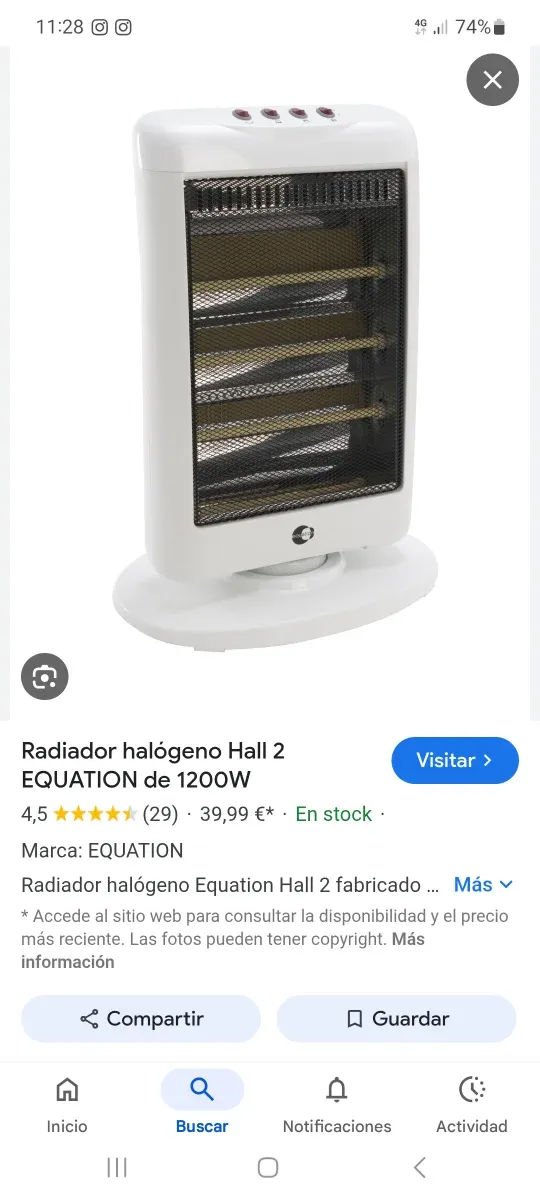 Calentador cuarzo Equation 1200W