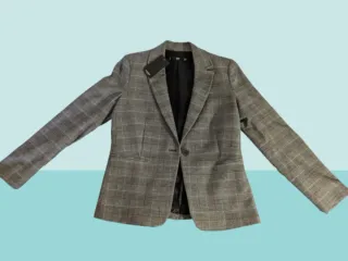 Americana cuadros gris mujer talla 38