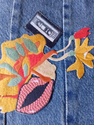 Pantalón vaquero vintage multicolor