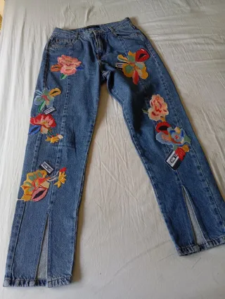 Pantalón vaquero vintage multicolor