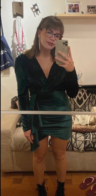 Vestito velluto verde smeraldo