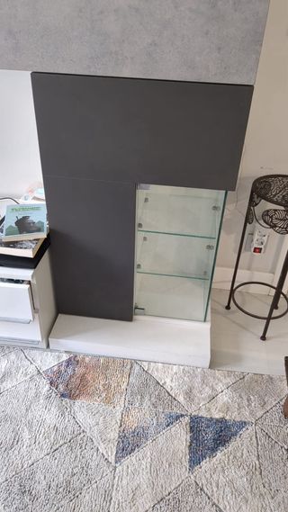 Mueble de salón modular gris y blanco, negociable