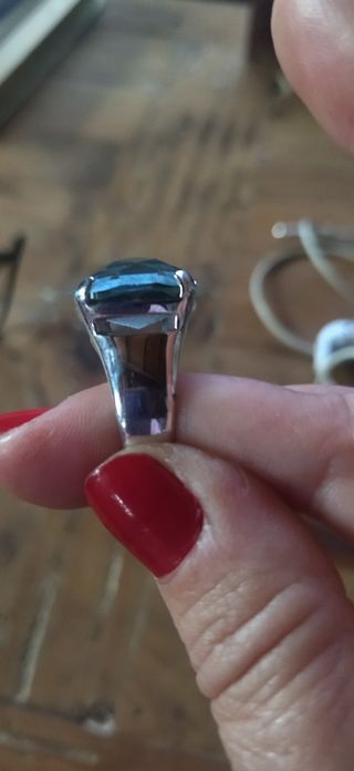 Anillo Swarovski Piedra Azul Plata