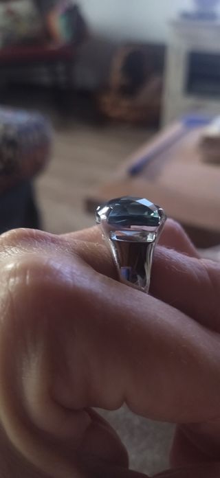 Anillo Swarovski Piedra Azul Plata