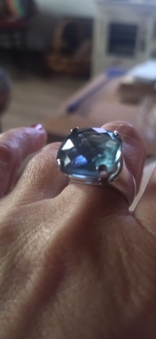 Anillo Swarovski Piedra Azul Plata