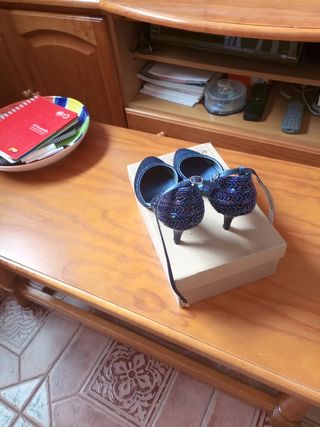 Zapatos de fiesta Drap azules y plateados