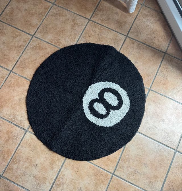 Tappeto Stussy 8 Ball Nero Bianco Rotondo