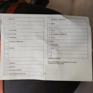 Moto Yamaha para piezas N max 125