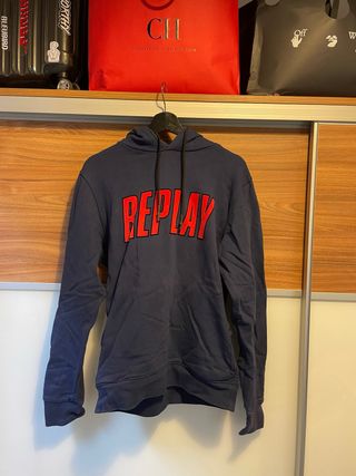 Felpa con cappuccio Replay blu