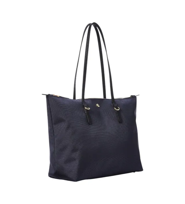 Bolso Tote Ralph Lauren Azul Marino un negro piel