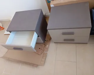 Set 2 Comodini Grigio e Bianco